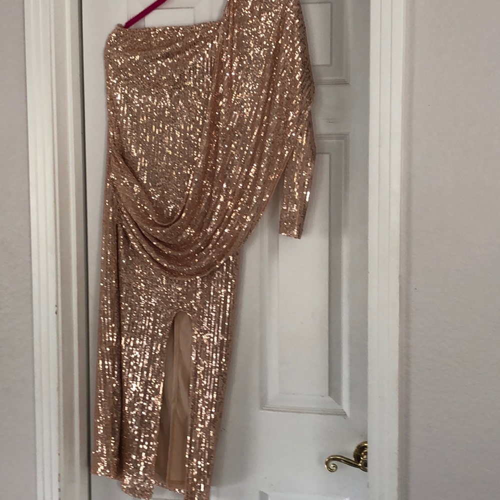 rose gold sequin dress